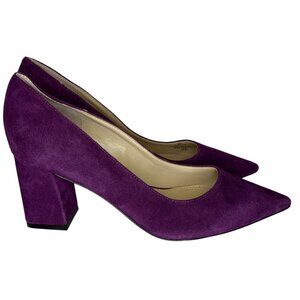 Marc Fisher Zala Women's Pumps Block Heel Purple Suede Pointed Toe Size 6 6M